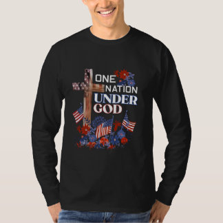 Eine Nation unter Gottes Flag 4. Juli Patriotic Ch T-Shirt