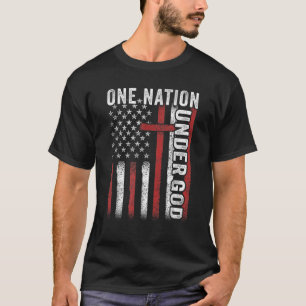 Eine Nation unter Gottes Flag 4. Juli Patriotic Ch T-Shirt