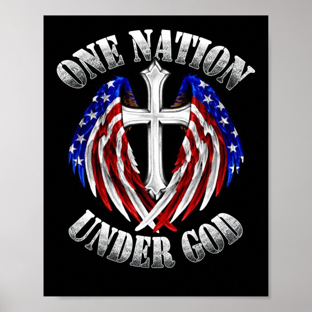 Eine Nation unter Gottes Glaube durchquert US-Flag Poster (Vorne)