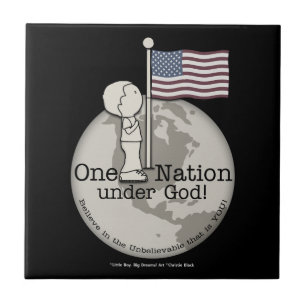 Eine Nation unter Gottes-Kleiner Junge unter US-Fl Fliese
