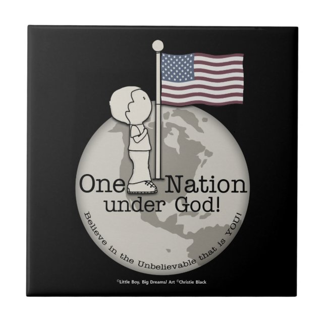Eine Nation unter Gottes-Kleiner Junge unter US-Fl Fliese (Vorderseite)