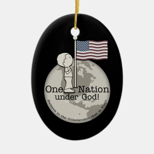 Eine Nation unter Gottes-Kleiner Junge unter US-Fl Keramikornament (Vorne)
