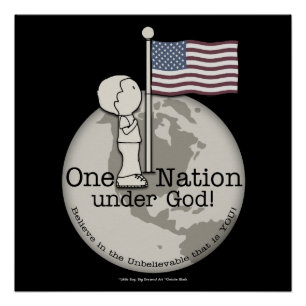 Eine Nation unter Gottes-Kleiner Junge unter US-Fl Poster