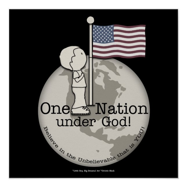 Eine Nation unter Gottes-Kleiner Junge unter US-Fl Poster (Vorderseite)