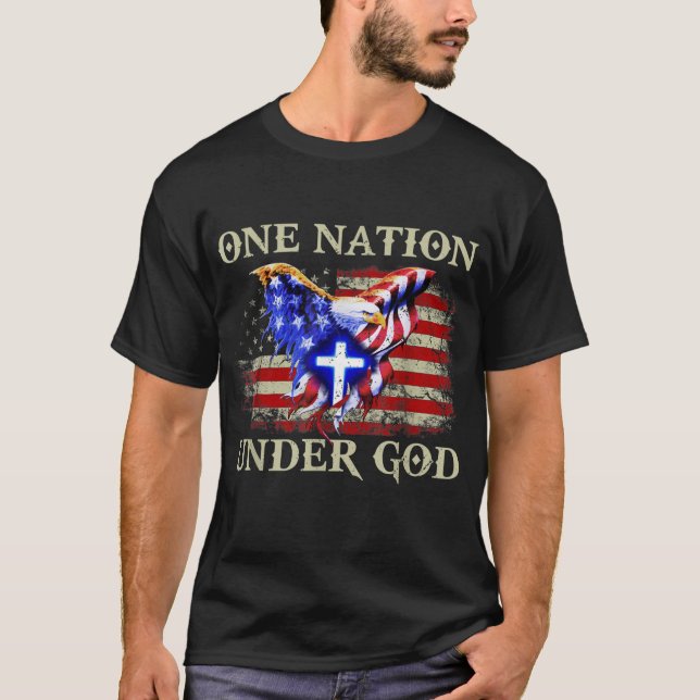 eine Nation unter Gottes patriotischem usa christl T-Shirt (Vorderseite)