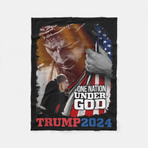 Eine Nation unter Gottes Präsident Trump 2024 Amer Fleecedecke