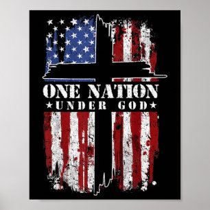Eine Nation unter Gottes Überqueren der US-Flagge Poster