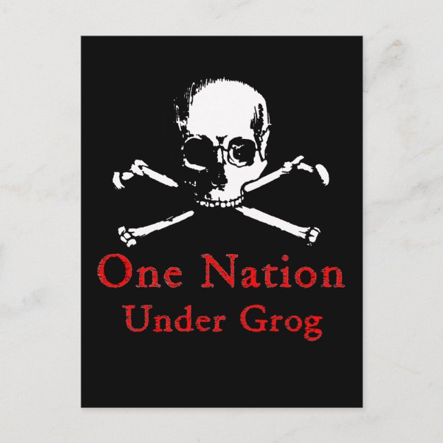 Eine Nation unter Grog Postkarten (weißer Schädel) (Vorderseite)