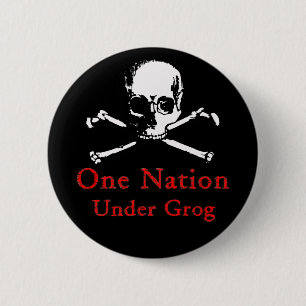 Eine Nation unter Grogknopf (weißer Schädel) Button