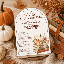 Eine neue Kapitel Herbst-Kürbis-Bücher-Brautparty Einladung
