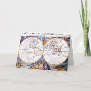 Eine neue Karte der Grußkarte für den Globe
