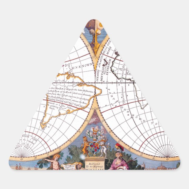 Eine neue Karte der terraquetischen dreieckigen Gl Dreieckiger Aufkleber (Vorderseite)