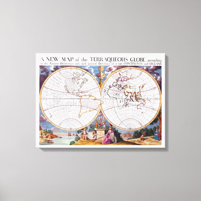 Eine neue Karte der terraquetischen Globe ummantel Leinwanddruck (Vorderseite)