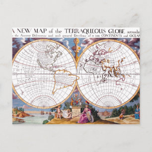 Eine neue Karte der Terraqueus Globe Postkarte