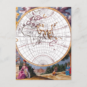 Eine neue Karte der Terraqueus Globe Postkarte