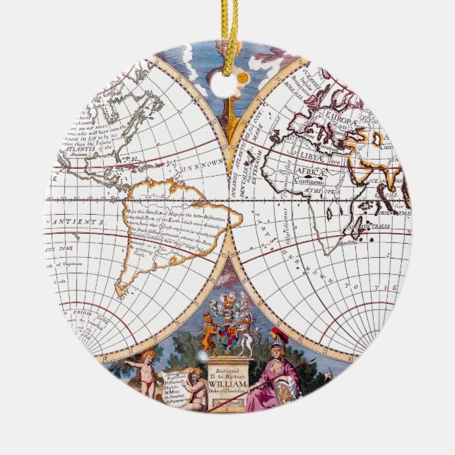 Eine neue Karte des fürchterlichen Globe-Ornaments Keramik Ornament (Vorne)