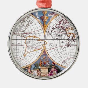 Eine neue Karte des terraquetischen Globe-Ornament Ornament Aus Metall