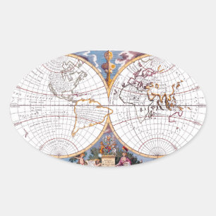 Eine neue Karte des terraquetischen Globe-Oval-Auf Ovaler Aufkleber
