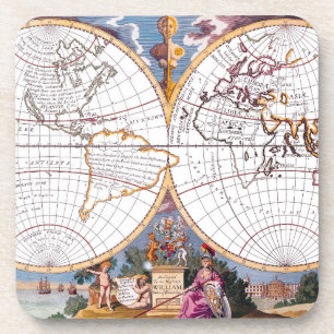 Eine neue Karte des terraquetischen Globe-Unterset Getränkeuntersetzer