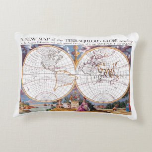 Eine neue Karte des Terraqueus Globe Accent Pillow Dekokissen