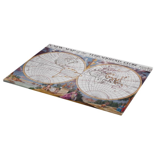Eine neue Karte des Terraqueus Globe Cutting Board Schneidebrett (Ecke)