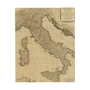 Eine neue Karte von Italien mit den Inseln von Holzleinwand