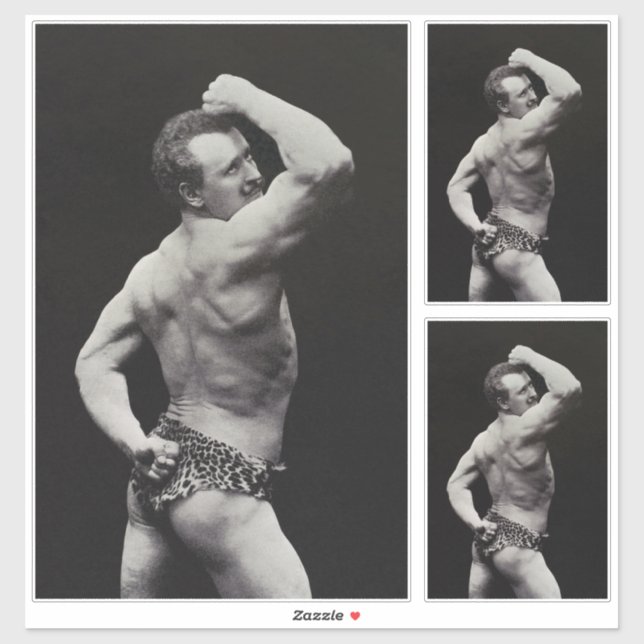 Eine neue Pose von StrongMen Eugen Sandow Bodybuil Aufkleber (Blatt)