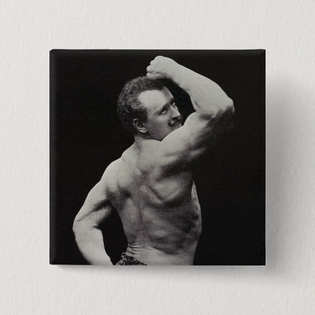 Eine neue Pose von StrongMen Eugen Sandow Bodybuil Button (Vorderseite)