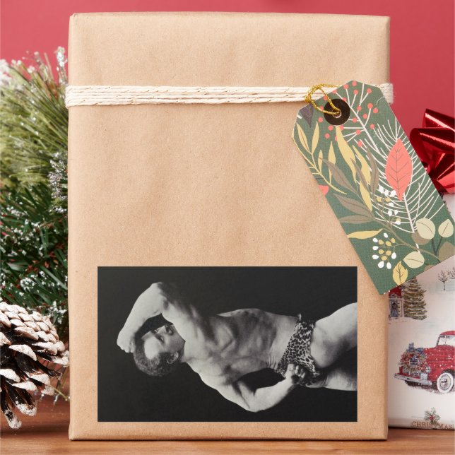 Eine neue Pose von StrongMen Eugen Sandow Bodybuil Rechteckiger Aufkleber (Feiertag)