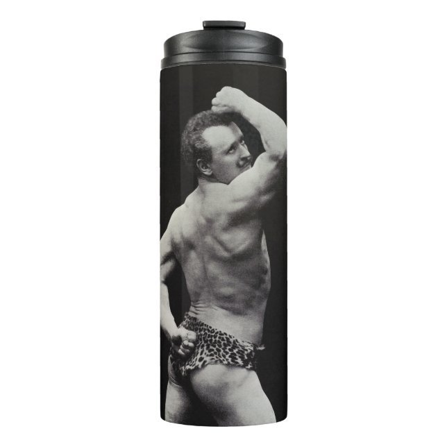 Eine neue Pose von StrongMen Eugen Sandow Bodybuil Thermosbecher (Vorderseite)
