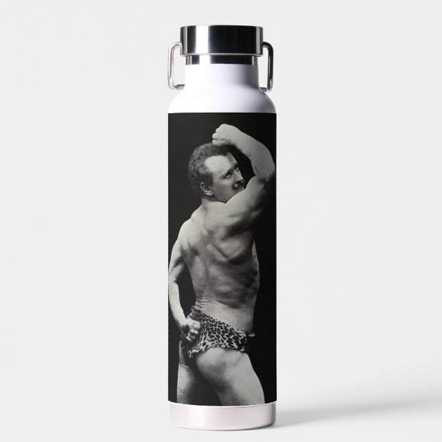 Eine neue Pose von StrongMen Eugen Sandow Bodybuil Trinkflasche (Vorne)