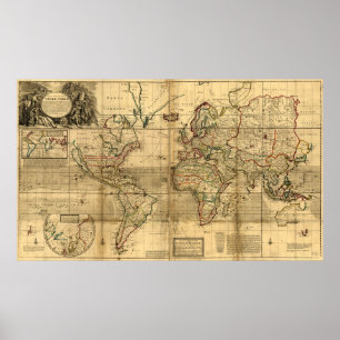 Eine neue und richtige Weltkarte Poster