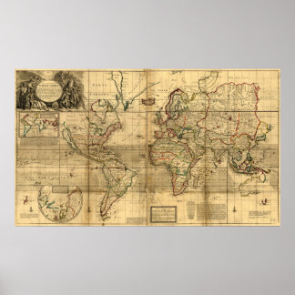 Eine neue und richtige Weltkarte Poster