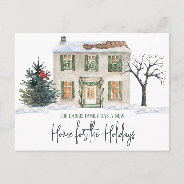 Eine neue Zuhause für die Holidays Moving Annoucem Postkarte (Vorderseite)