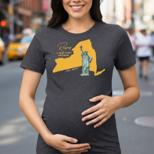 Eine New Yorker Original Landkarte und Statue-Mutt Tri-Blend Shirt