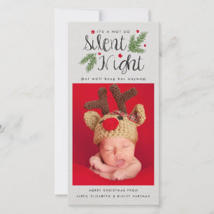 Eine nicht so stille Nacht   Neues Baby-Weihnachts Feiertagskarte