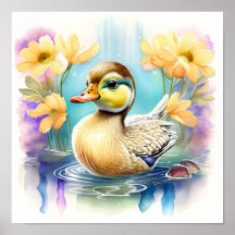 Eine Niedliche Babyente, die in einem Teich schwim