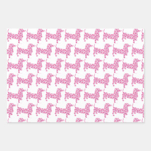 Eine Niedliche Dackel aus kleinen rosa Herzen Geschenkpapier Set