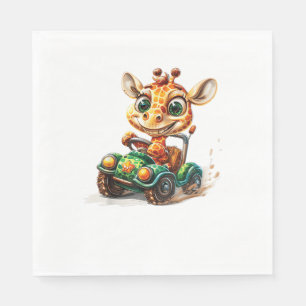 Eine Niedliche Giraffe, die ein Auto auf der Straß Serviette