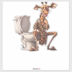 Eine Niedliche Giraffe in Pajamas auf einer Toilet Aufkleber