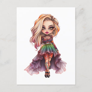 Eine Niedliche Girl Halloween Design Collection 11 Einladungspostkarte
