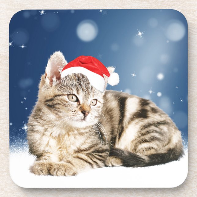 Eine Niedliche Katze, die einen Weihnachtsschnee i Getränkeuntersetzer (Vorderseite)