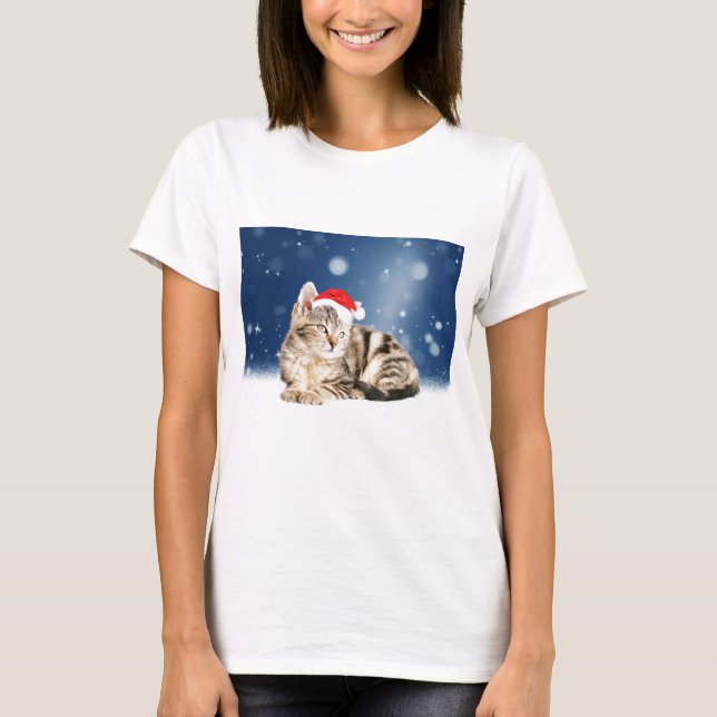 Eine Niedliche Katze, die einen Weihnachtsschnee i T-Shirt (Vorderseite)