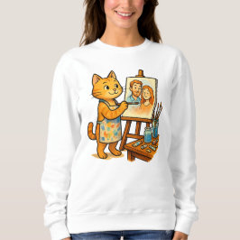 Eine niedliche Katze malt ein Portrait ihres T - S Sweatshirt