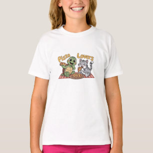 Eine niedliche Katze und Schildkröte essen gerne P T-Shirt