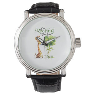 Eine Niedliche kleine Giraffe mit dem Baum, rutsch Armbanduhr