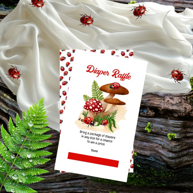 Eine Niedliche Kleine Ladybug Babydusche Windelwas Begleitkarte (A Cute Little Ladybug Girl Baby Shower "Diaper Raffle" Insert Card)
