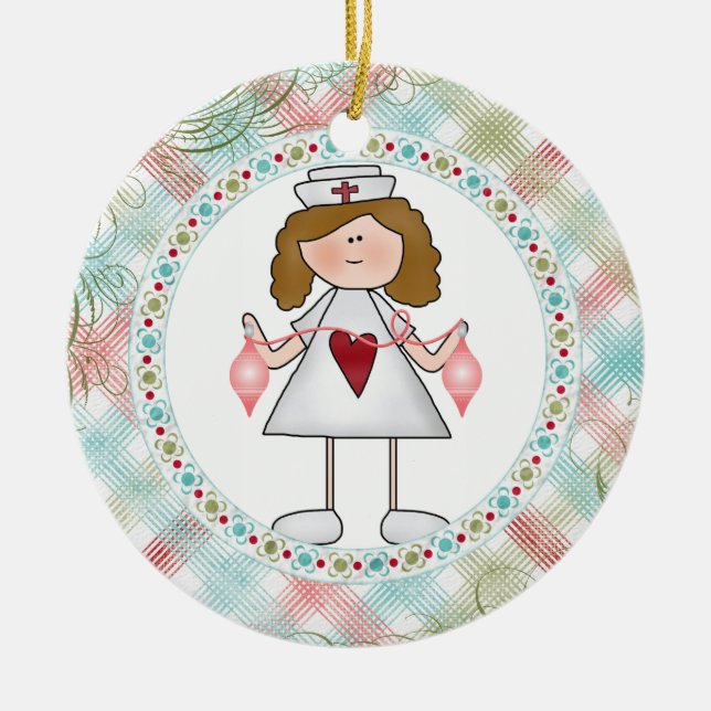 Eine Niedliche Krankenschwester für den Urlaub Keramikornament (Vorne)