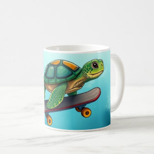 Eine niedliche Schildkröte auf einem Skateboard Kaffeetasse