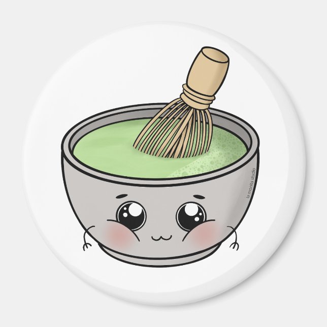 Eine niedliche Schüssel Matcha Tee - Kawaii Magnet (Vorne)